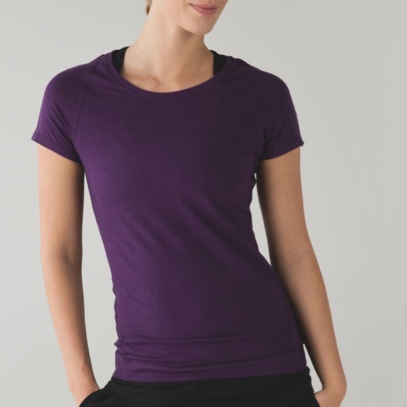 lululemon athletica Tops - Lululemon Let Be Short Sleeve Tee in Wee Strip Tender Violet Black